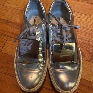 Silver Acne Studios Adrianna Emoji Sneakers Size 39
